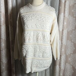 Victoria Harbour Vintage Sweater W/ Bead and sequin Embellishments  Size L